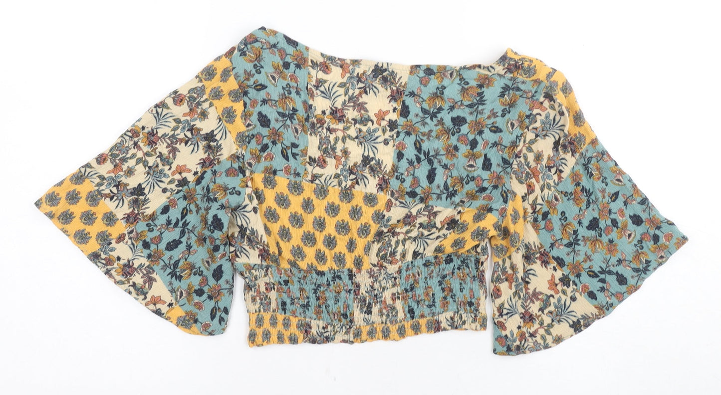 Womens UK Size 12 Pull&Bear Multicoloured Wrap Blouse
