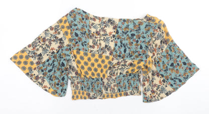 Womens UK Size 12 Pull&Bear Multicoloured Wrap Blouse