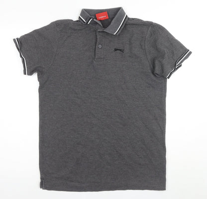 Slazenger Men's Grey Short Sleeve Polo Shirt Size S