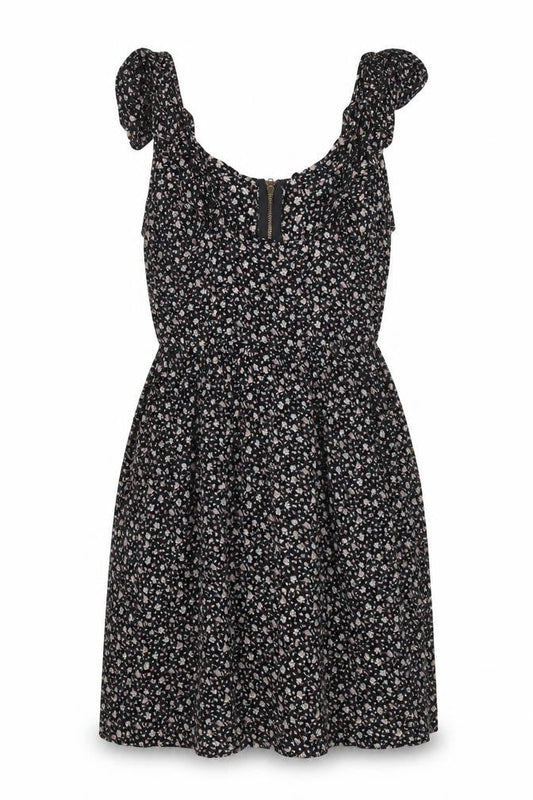 Floral A-Line Women's Black Dress, Size 10