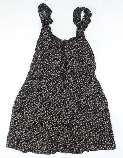 Floral A-Line Women's Black Dress, Size 10