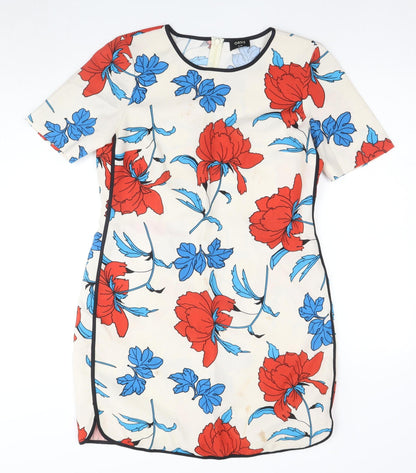 Oasis Women's Multicoloured Floral Shift Dress Size 12