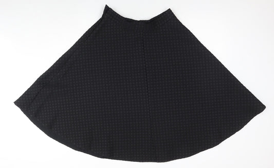 H&M Women's Black A-Line Midi Skirt, Size 12