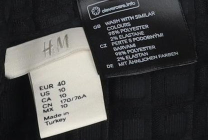 H&M Women's Black A-Line Midi Skirt, Size 12