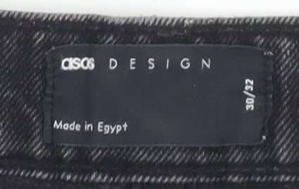 Unisex Adultss UK Size 30 ASOS DESIGN Regular Fit Straight Black Jeans