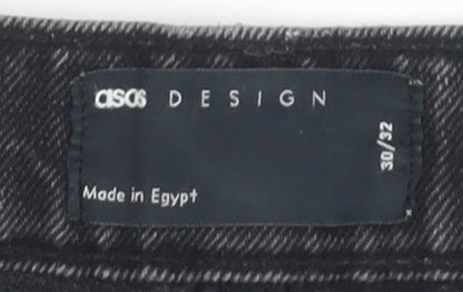 Unisex Adultss UK Size 30 ASOS DESIGN Regular Fit Straight Black Jeans
