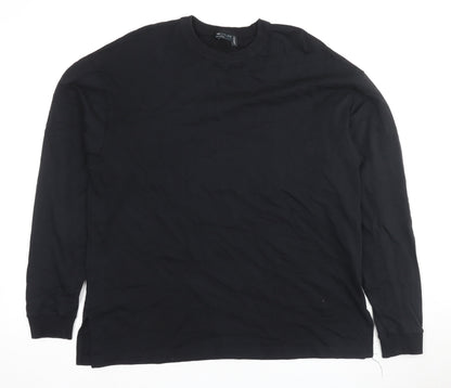 ASOS DESIGN Black Long Sleeve Cotton Tee, Size 8