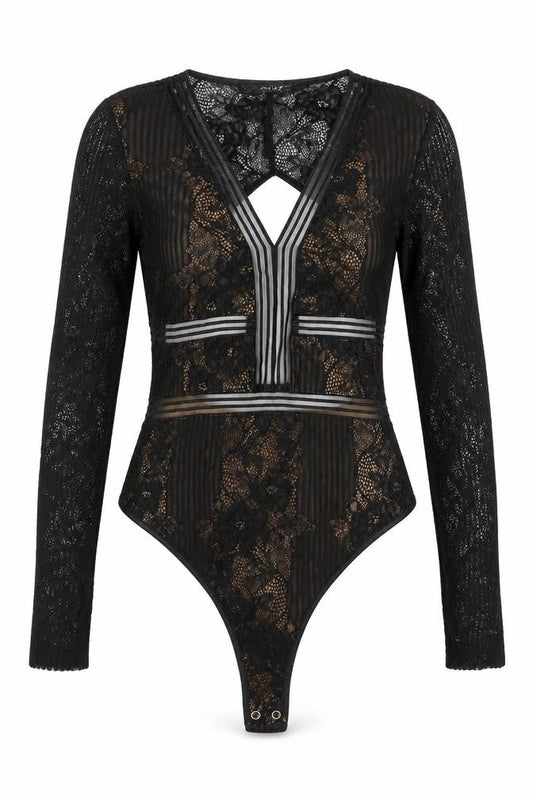 Womens UK Size 12 Quiz One-Piece Black Bodysuit