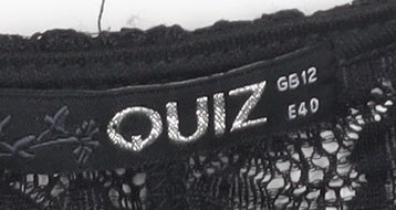 Quiz Women's Black Lace Bodysuit Size 12 Stretch, Open Back