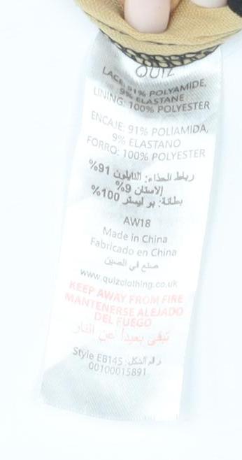 Quiz Women's Black Lace Bodysuit Size 12 Stretch, Open Back