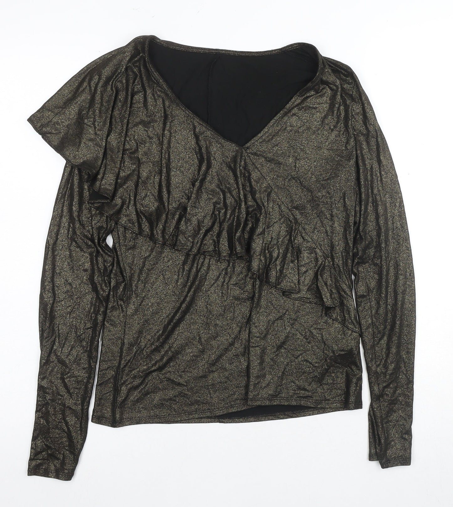 Womens UK Size 10 Karen Millen Gold Wrap Blouse