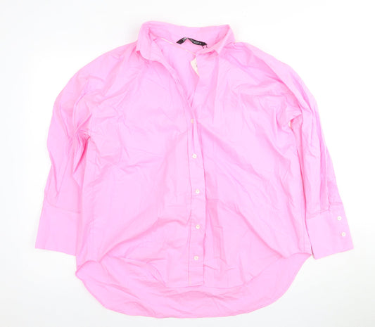 Zara Women's Pink Collared Shirt Dress XS