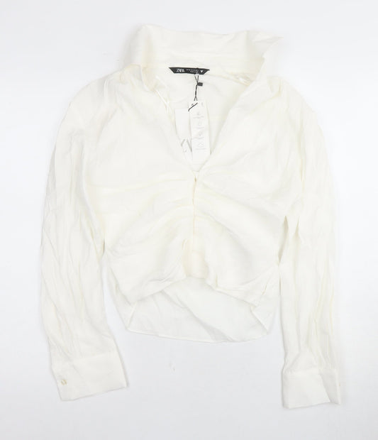 Womens UK Size M Zara White Basic Blouse