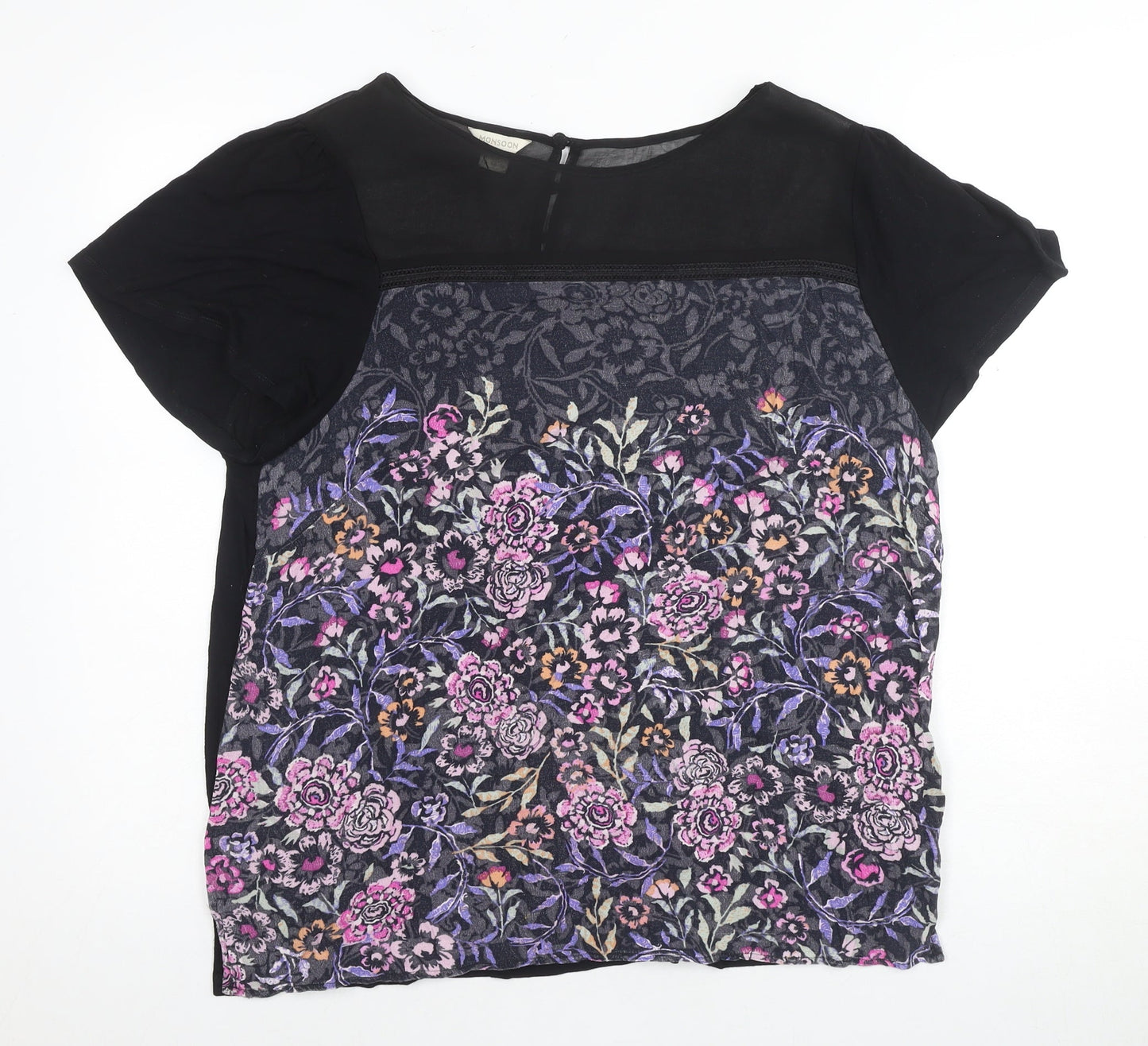 Womens UK Size 18 Monsoon Black Cropped Blouse