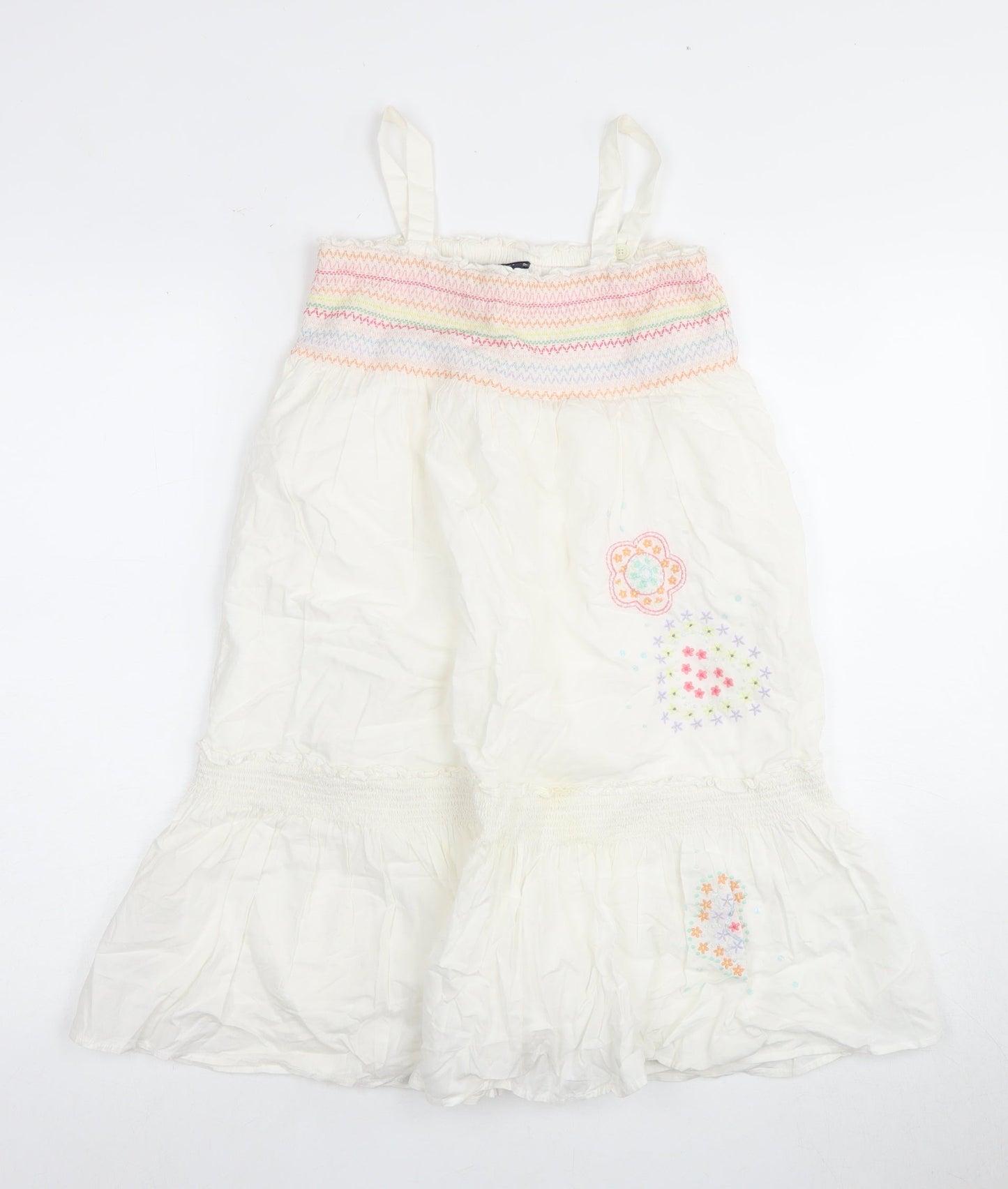 GAP Girls White Midi Cotton Dress 10-11Y Floral Summer
