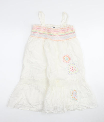 GAP Girls White Midi Cotton Dress 10-11Y Floral Summer