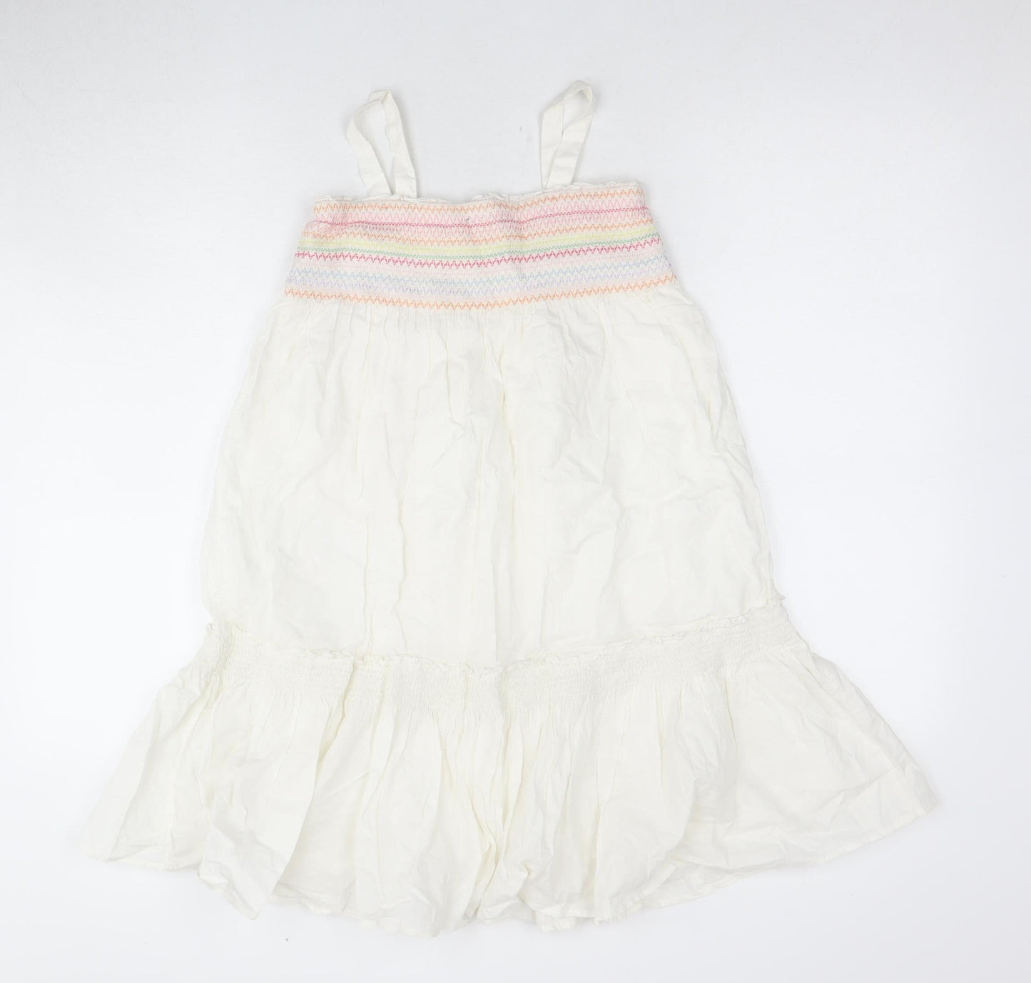 GAP Girls White Midi Cotton Dress 10-11Y Floral Summer