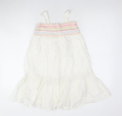 GAP Girls White Midi Cotton Dress 10-11Y Floral Summer