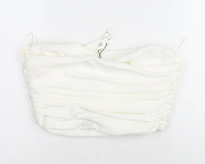 Womens UK Size L Zara White Cropped Blouse