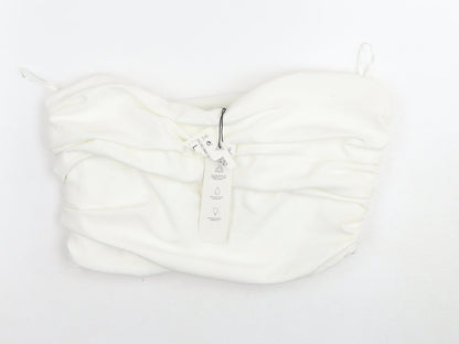 Womens UK Size L Zara White Cropped Blouse
