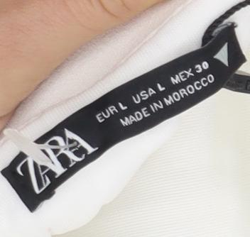 Womens UK Size L Zara White Cropped Blouse
