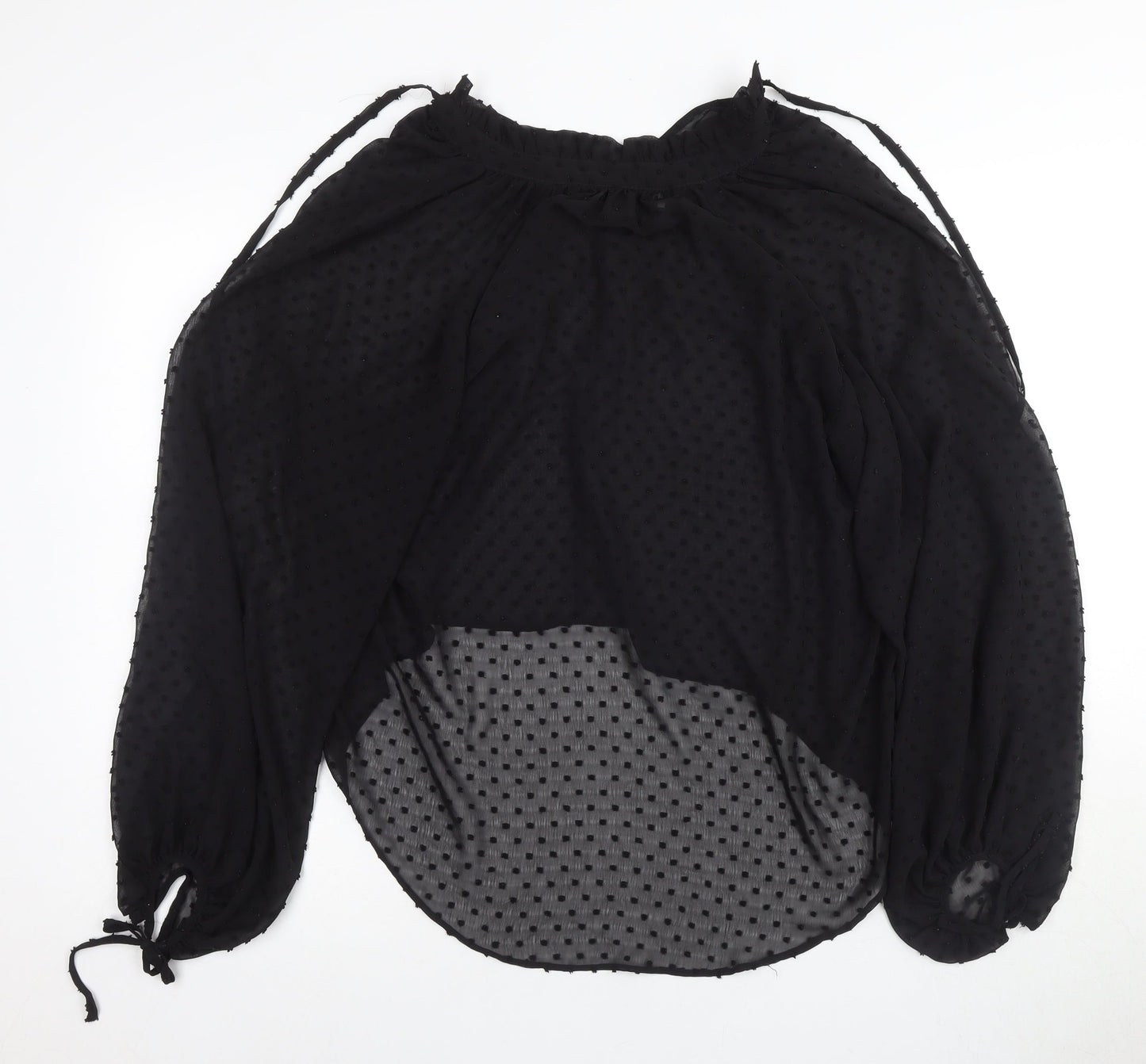 Oasis Women's Black Polka Dot Blouse - Size 8, Chiffon