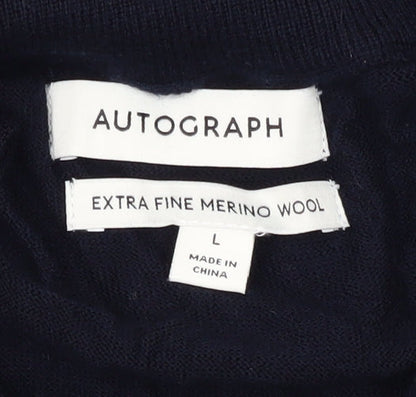 Marks and Spencer Men's Blue Full Zip Jumper L