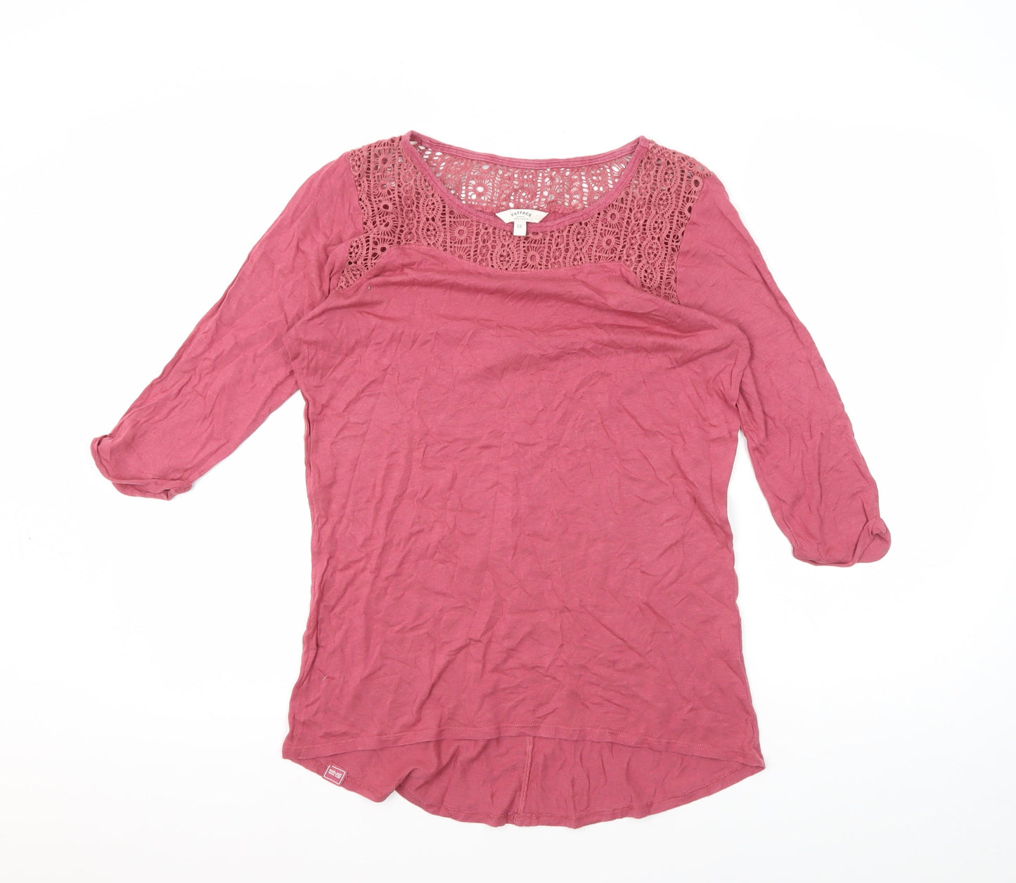 FatFace Women's Red Blouse, Size 12, Crochet Accents