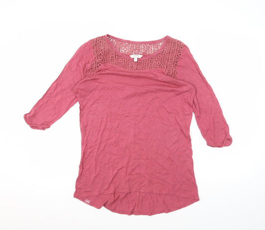 FatFace Women's Red Blouse, Size 12, Crochet Accents