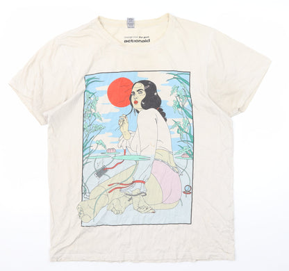 Actionaid Unisex Beige Graphic T-Shirt Large
