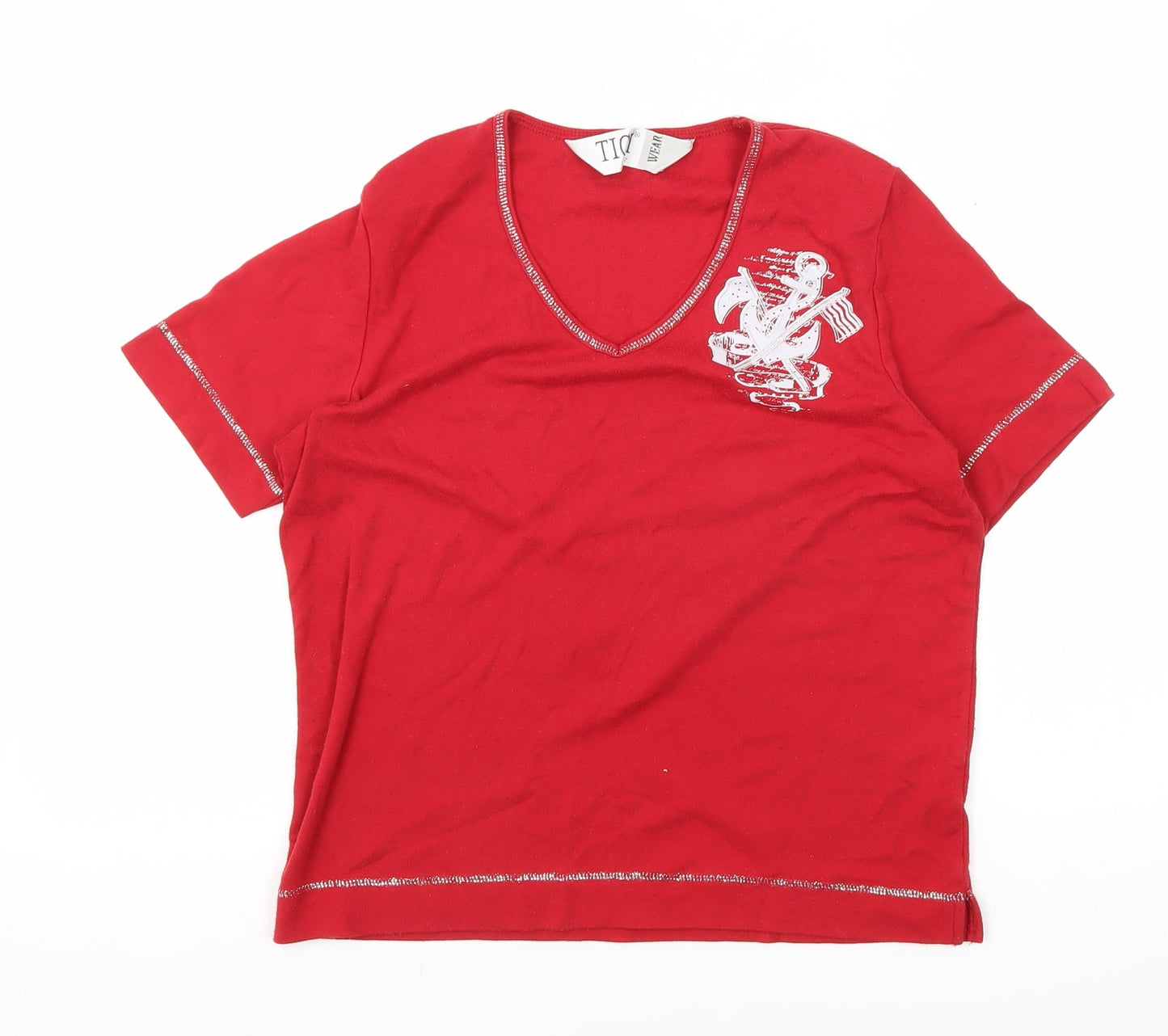 Womens UK Size 10 TIGI Red Basic T-Shirt