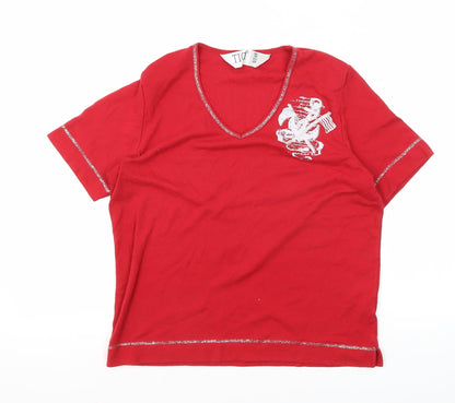 Womens UK Size 10 TIGI Red Basic T-Shirt