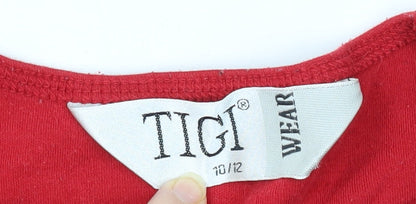 Womens UK Size 10 TIGI Red Basic T-Shirt