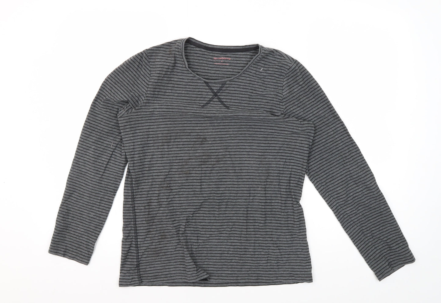 Liz Claiborne Women's Grey Striped Jersey T-Shirt M