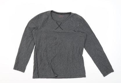 Liz Claiborne Women's Grey Striped Jersey T-Shirt M