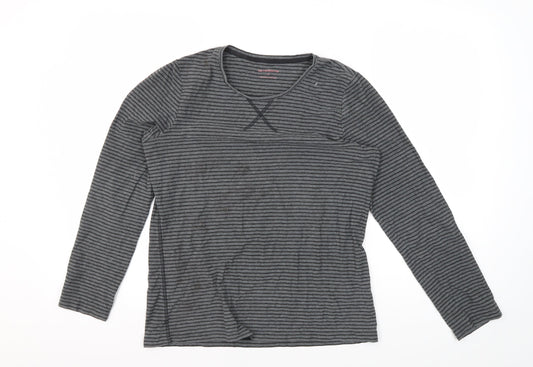 Liz Claiborne Women's Grey Striped Jersey T-Shirt M