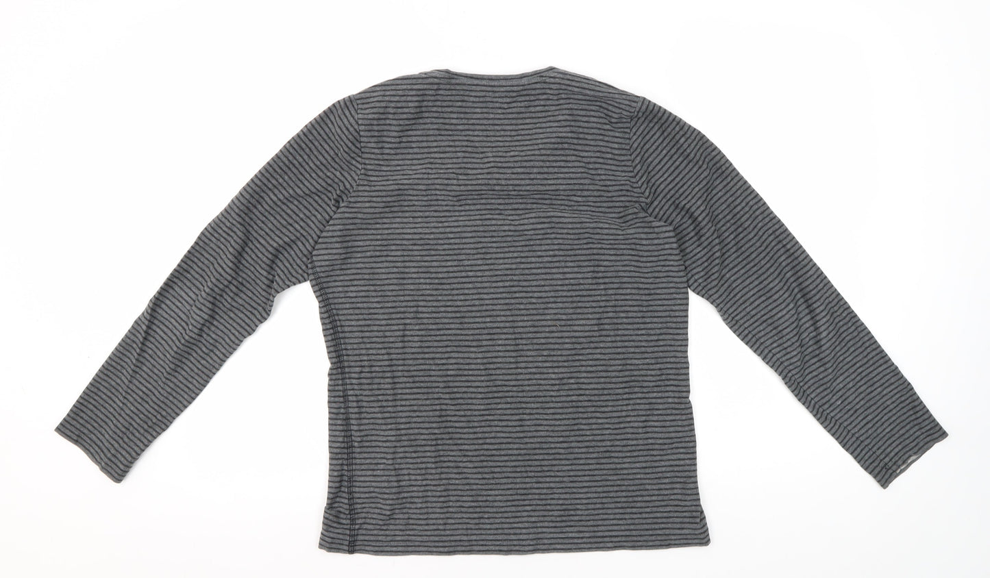 Liz Claiborne Women's Grey Striped Jersey T-Shirt M