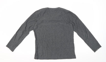 Liz Claiborne Women's Grey Striped Jersey T-Shirt M