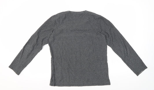 Liz Claiborne Women's Grey Striped Jersey T-Shirt M