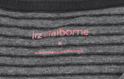 Liz Claiborne Women's Grey Striped Jersey T-Shirt M