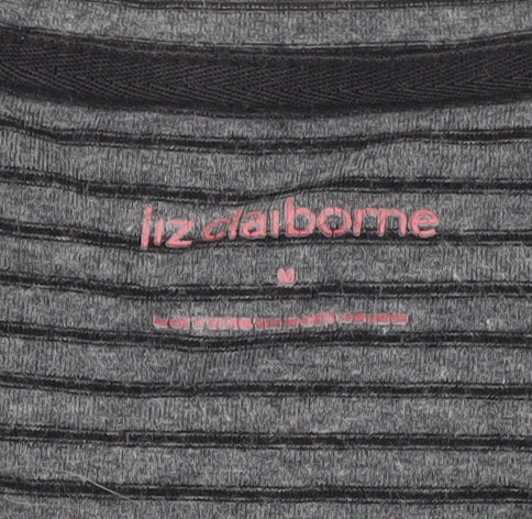 Liz Claiborne Women's Grey Striped Jersey T-Shirt M