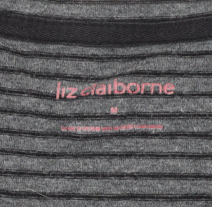 Liz Claiborne Women's Grey Striped Jersey T-Shirt M