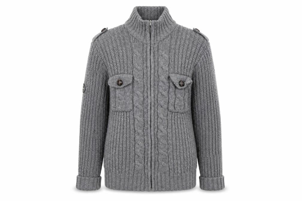 Mens UK Size L Peter Werth Grey Full Zip Jumper