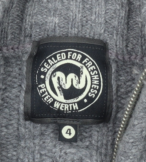 Peter Werth Grey Wool Full Zip Men's Jumper L