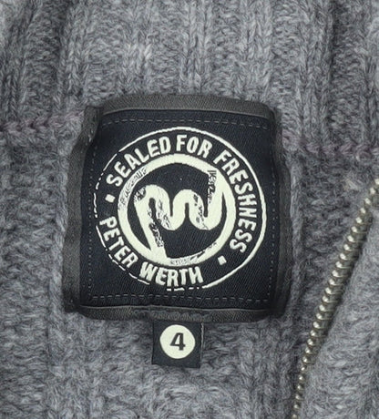 Peter Werth Grey Wool Full Zip Men's Jumper L