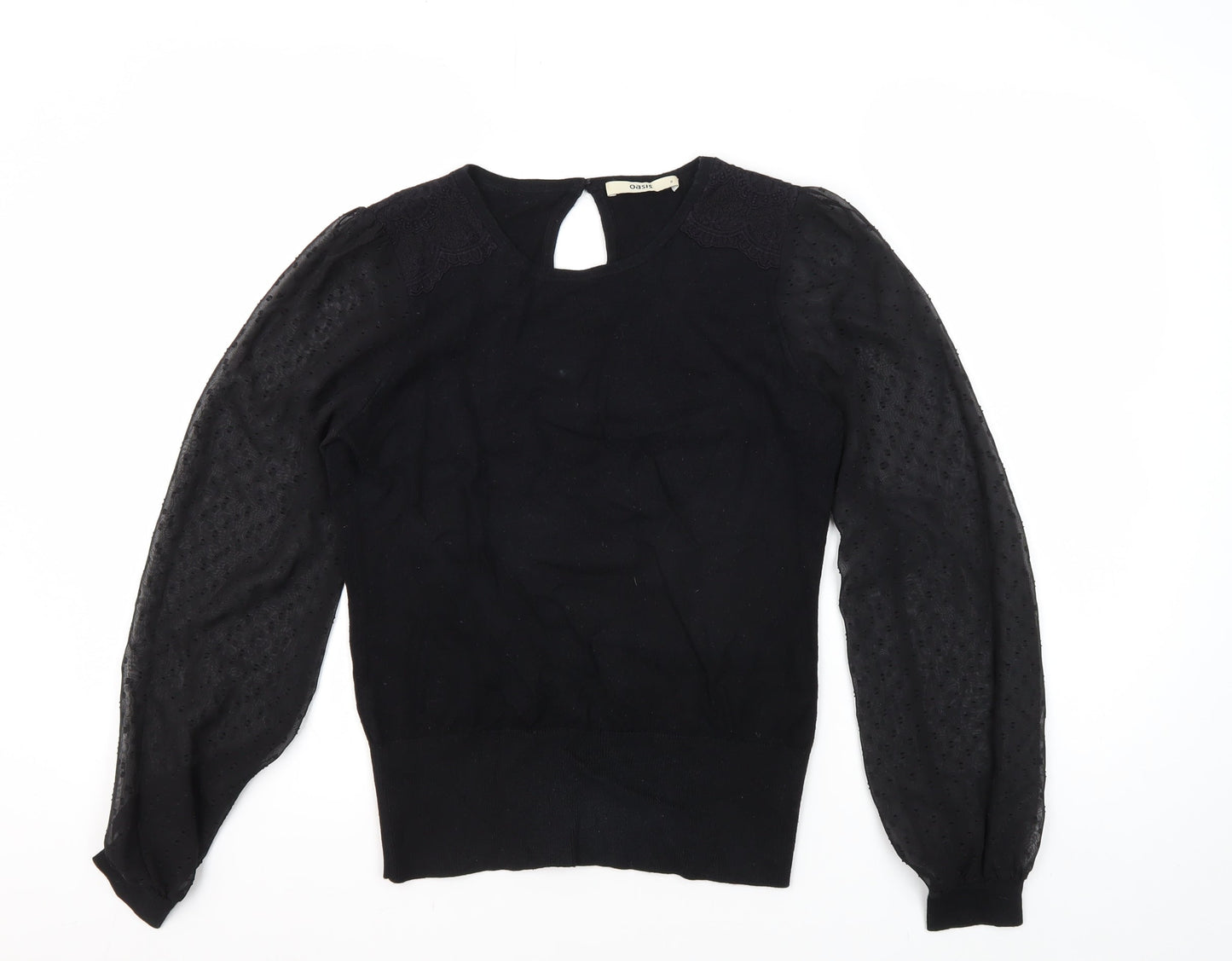 Womens UK Size S Oasis Black Basic Blouse
