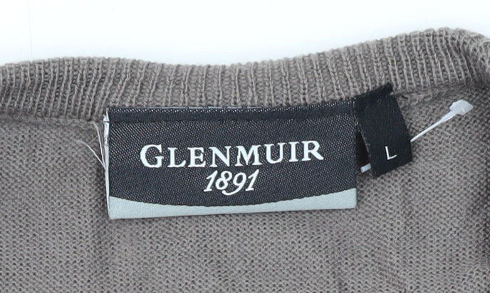 Glenmuir Men's Brown Merino Wool Pullover Jumper L