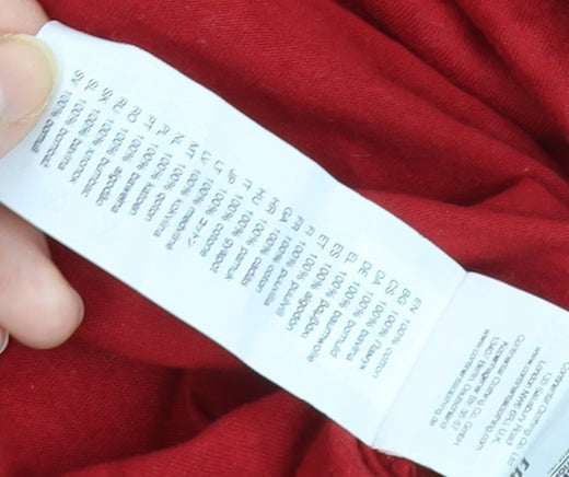 Men's Red Cotton Graphic Print T-Shirt, Size L, Crew Neck