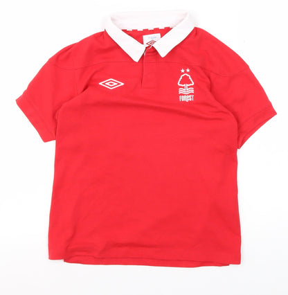 Umbro Boys Red Polo Shirt SB Sports Football Top