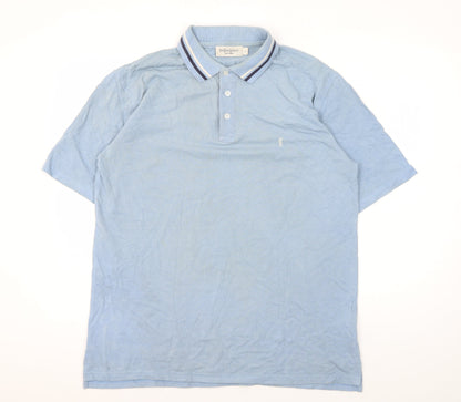 YSL Men's Blue Cotton Polo Shirt L Collared Casual